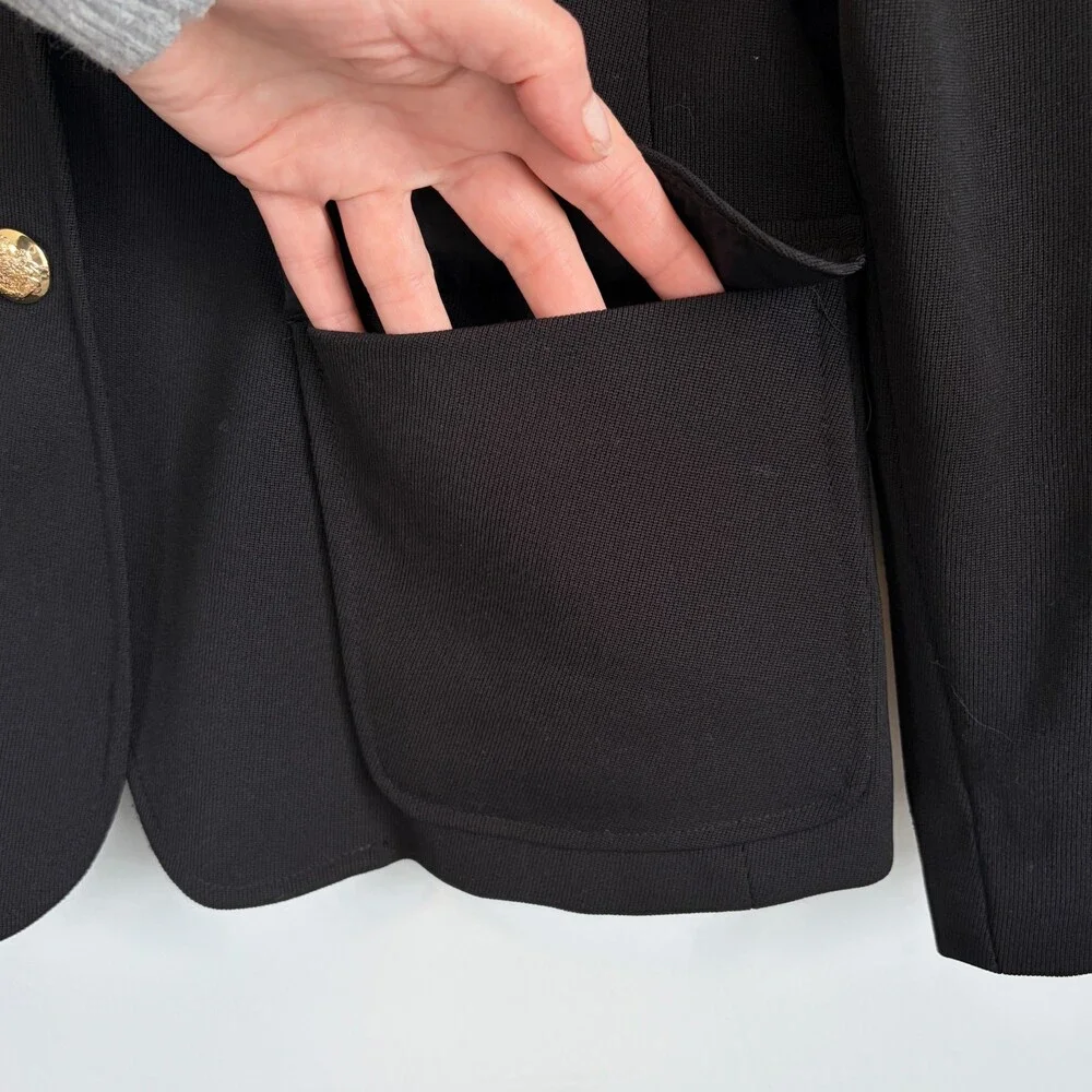 Lauren Ralph Lauren VTG Wool Crest Blazer Gold Button Preppy 90s Black Size 10 - Picture 6 of 16